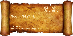 Neer Márk névjegykártya